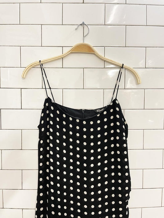 vintage cartise chiffon polka dot maxi top - good market thrift store