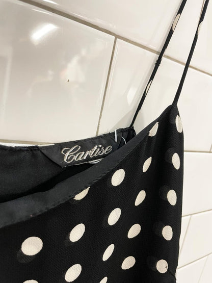 vintage cartise chiffon polka dot maxi top - good market thrift store