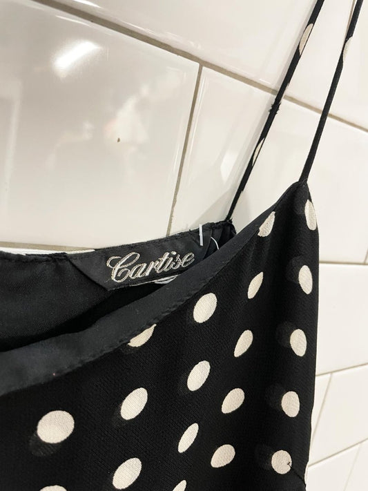 vintage cartise chiffon polka dot maxi top - good market thrift store