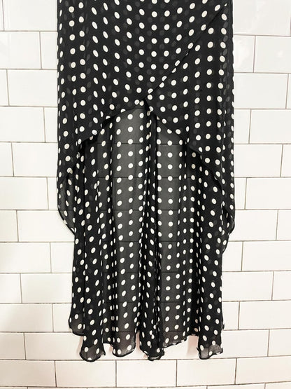 vintage cartise chiffon polka dot maxi top - good market thrift store