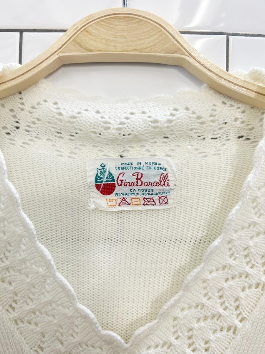 vintage 70s gina borcelli eyelet trim knit top - good market thrift store