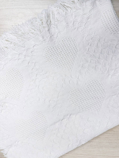 vintage 00s woven hearts throw blanket