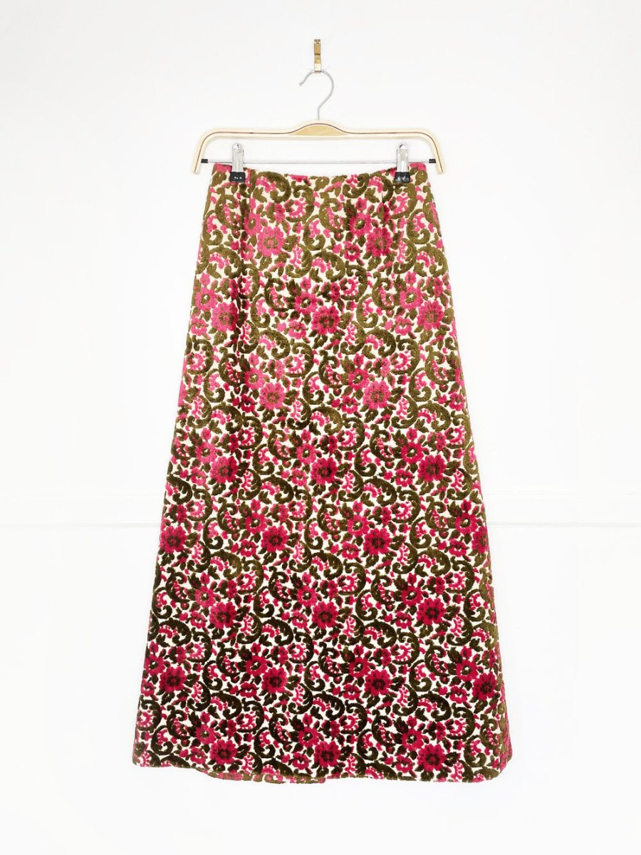 vintage handmade floral tapestry maxi skirt - good market thrift store