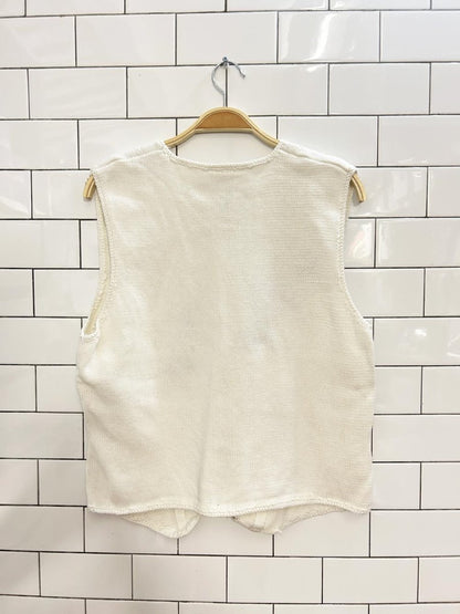 vintage 00s northern traditions floral embroidered eyelet knit vest - good market thrift store