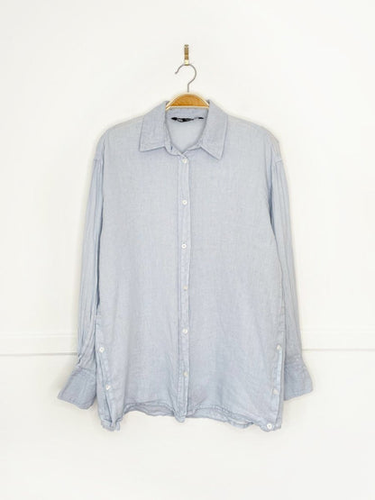 zara 100% linen oversized side button shirt - good market thrift store