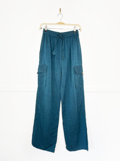 nwt ark imports 100% cotton wide leg cargo beach pant - good market thrift store