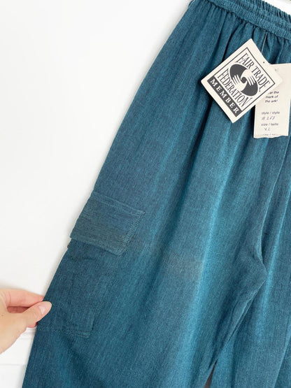nwt ark imports 100% cotton wide leg cargo beach pant - good market thrift store