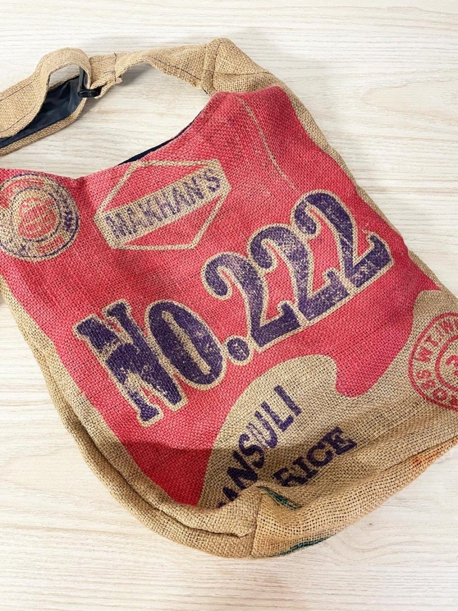 vintage handmade feed bag crossbody - good market thrift store