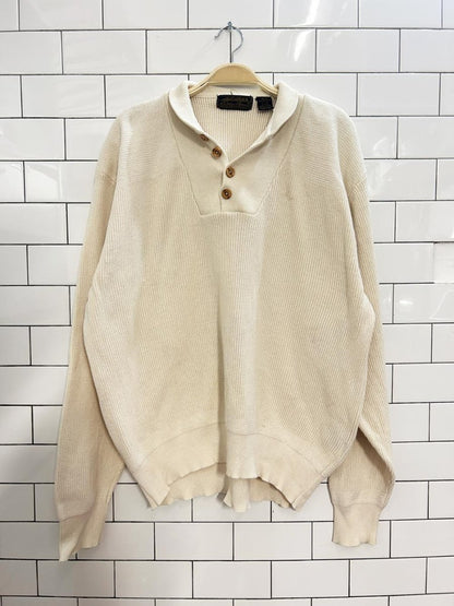 vintage 90s eddie bauer 1/4 button cottage knit sweater - good market thrift store