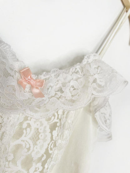 vintage french maid lace trim satin garter belt cami - good market thrift store