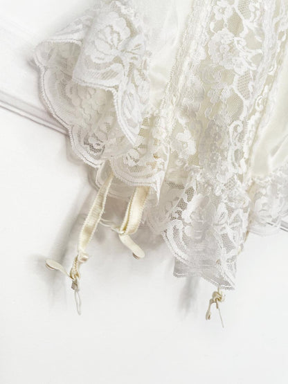 vintage french maid lace trim satin garter belt cami - good market thrift store