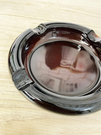 vintage amber round spaceship ashtray - good market thrift store