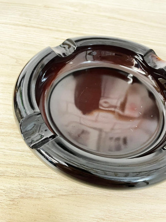 vintage amber round spaceship ashtray - good market thrift store