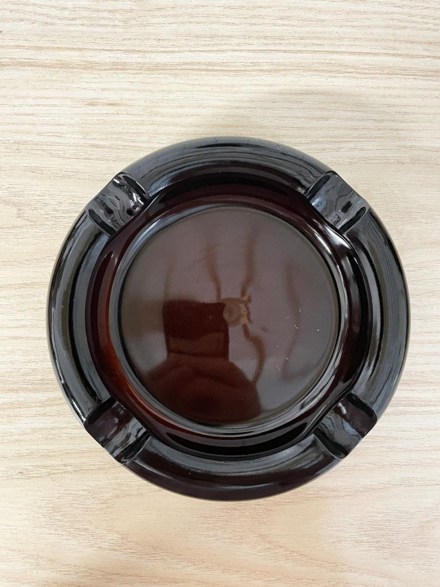 vintage amber round spaceship ashtray - good market thrift store