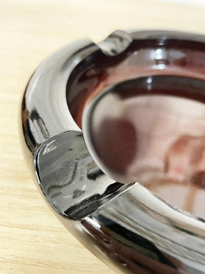 vintage amber round spaceship ashtray - good market thrift store