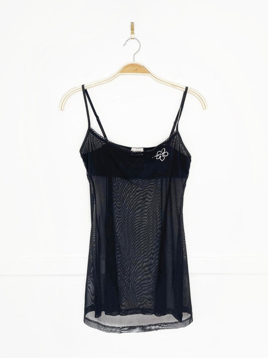 y2k la senza gem flower mesh cami - good market thrift store