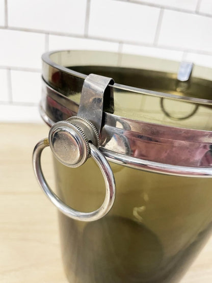 vintage 70s smoke glass ice bucket - good market thrift store