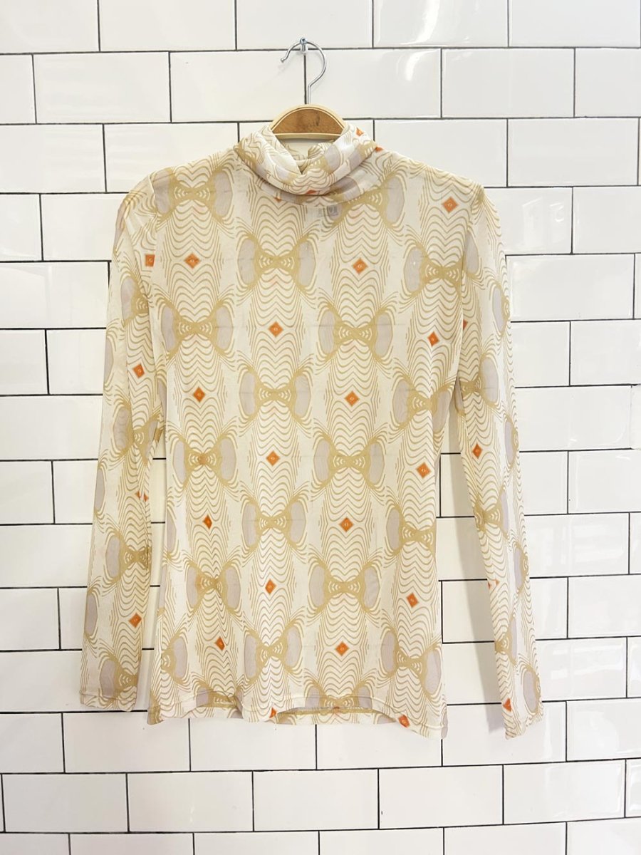 hilary macmillan retro mesh long sleeve top - good market thrift store