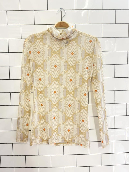 hilary macmillan retro mesh long sleeve top - good market thrift store