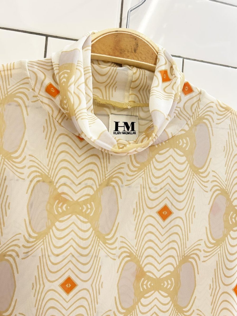 hilary macmillan retro mesh long sleeve top - good market thrift store
