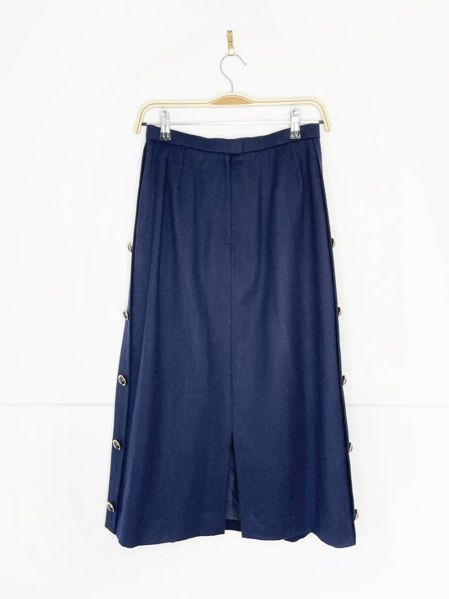 vintage felted wool side button pleated midi skirt - good market thrift store