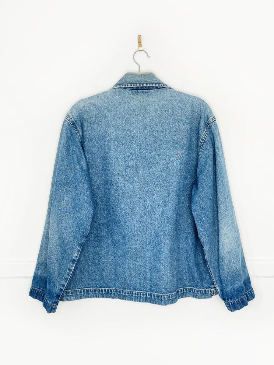 vintage 00s new direction patchwork embroidered denim shirt jacket - good market thrift store