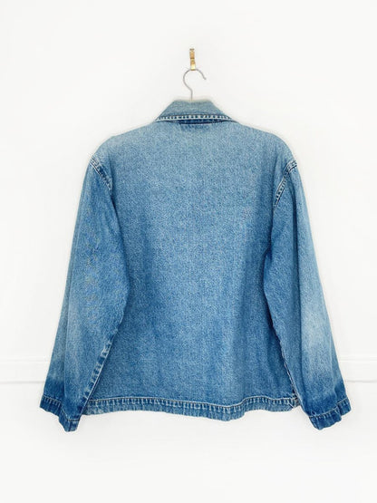 vintage 00s new direction patchwork embroidered denim shirt jacket - good market thrift store