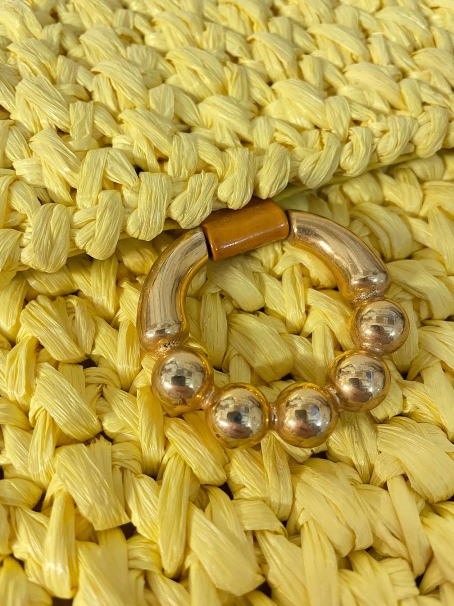 vintage 60s rodo italy raffia clasp chain strap shoulder bag - good market thrift store