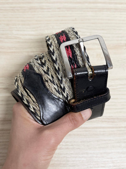 vintage leather trim woven western belt