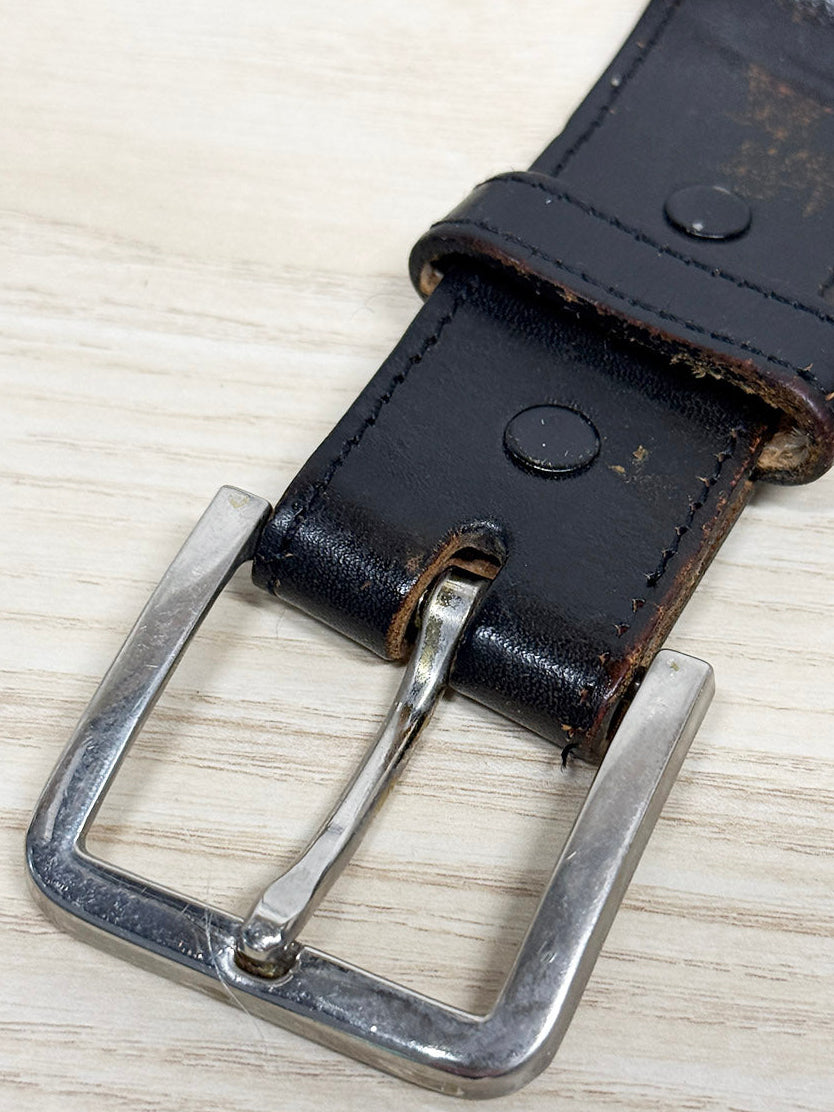 vintage leather trim woven western belt