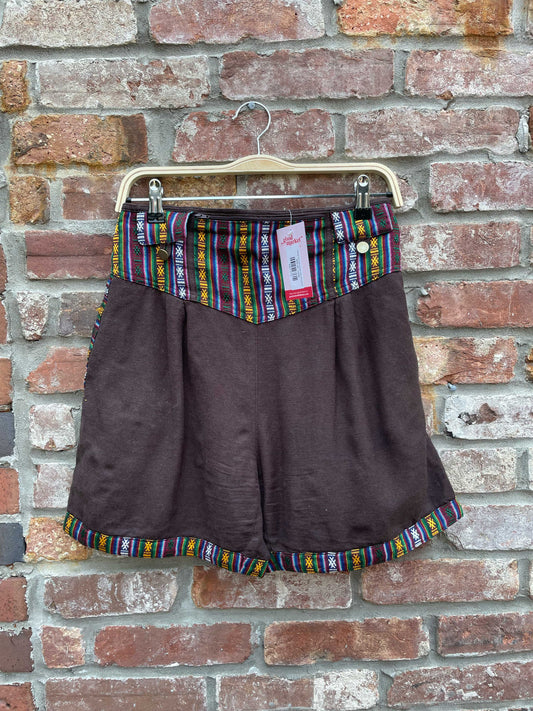 vintage ark boho woven high rise shorts