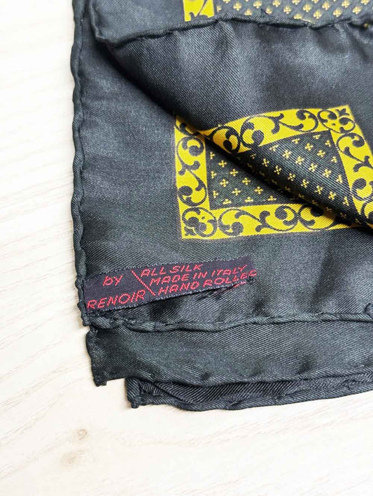 vintage renoir 100% silk hand rolled edge square scarf | made in Italy
