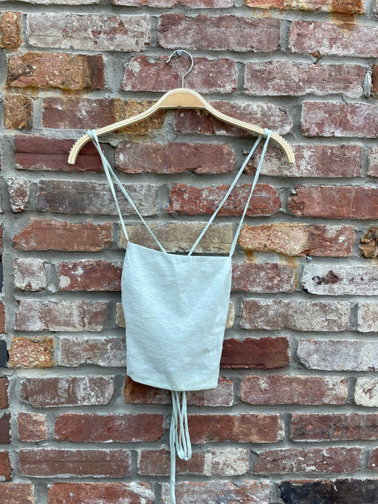 zara lace up back square neck tank