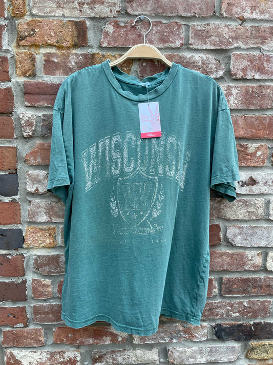 garage wisconsin distressed varsity tee