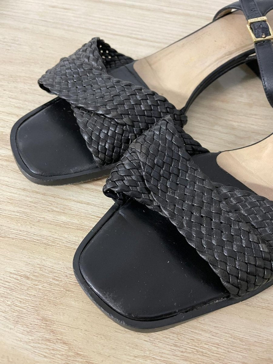 salvatore ferragamo low heel leather sandals - good market thrift store