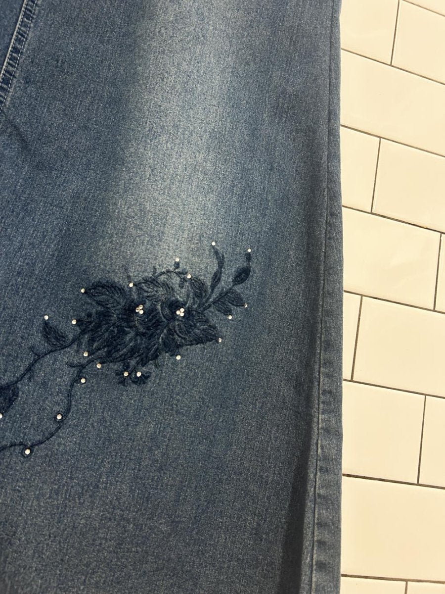 vintage 00s embroidered denim maxi skirt - good market thrift store