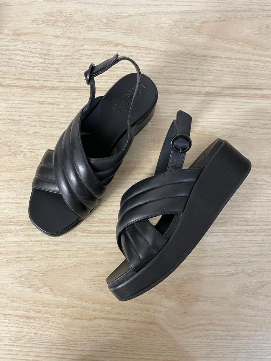 camper misia quilted leather platform sandal - good market thrift store