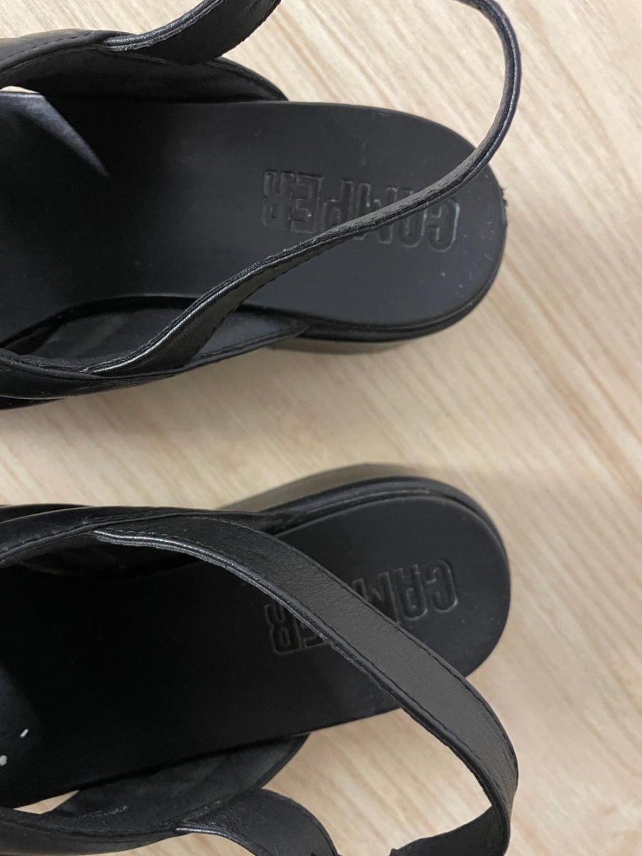 camper misia quilted leather platform sandal - good market thrift store