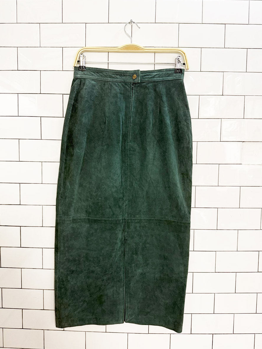 vintage 90s casual corner suede basque waist midi skirt