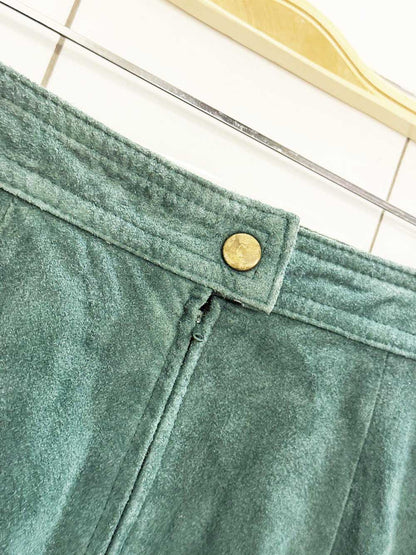 vintage 90s casual corner suede basque waist midi skirt