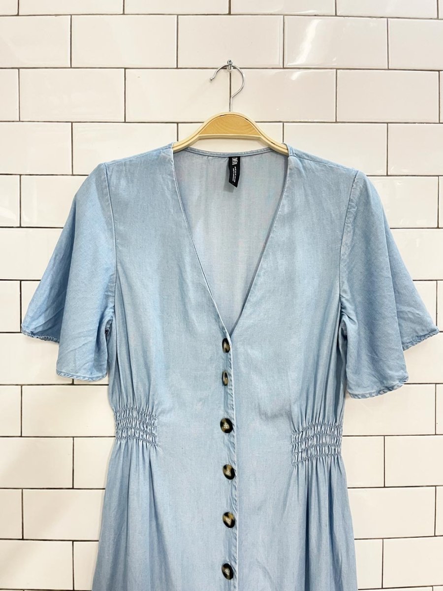 zara chambray button down midi dress - good market thrift store