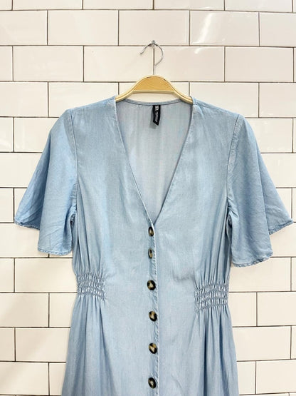 zara chambray button down midi dress - good market thrift store