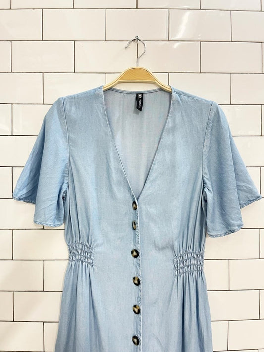 zara chambray button down midi dress - good market thrift store