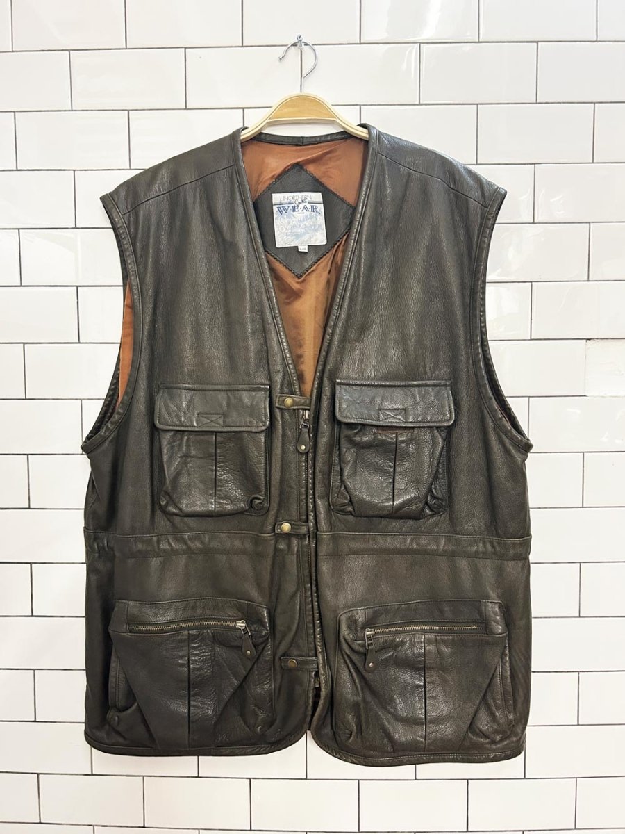 vintage 90s northern spirit wear leather utility vest - good market thrift store