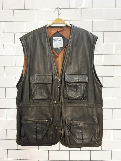 vintage 90s northern spirit wear leather utility vest - good market thrift store