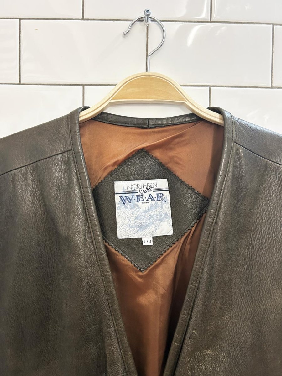 vintage 90s northern spirit wear leather utility vest - good market thrift store