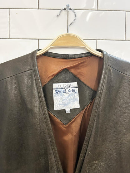 vintage 90s northern spirit wear leather utility vest - good market thrift store