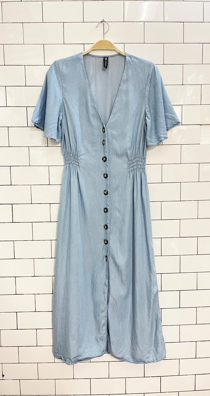 zara chambray button down midi dress - good market thrift store