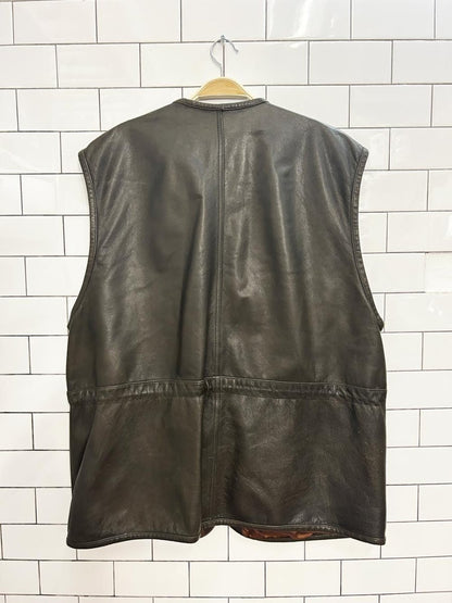 vintage 90s northern spirit wear leather utility vest - good market thrift store