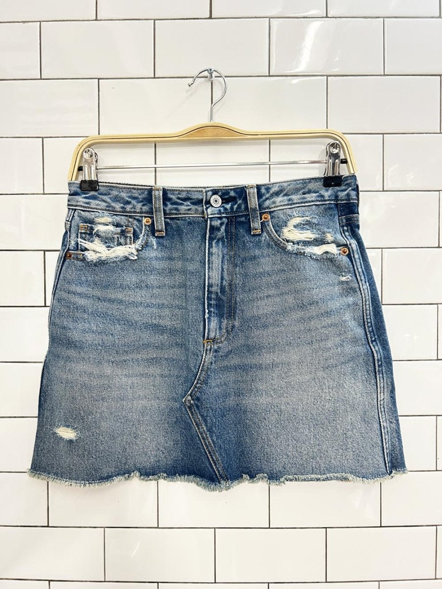 abercrombie & fitch distressed denim cut off mini skirt - good market thrift store